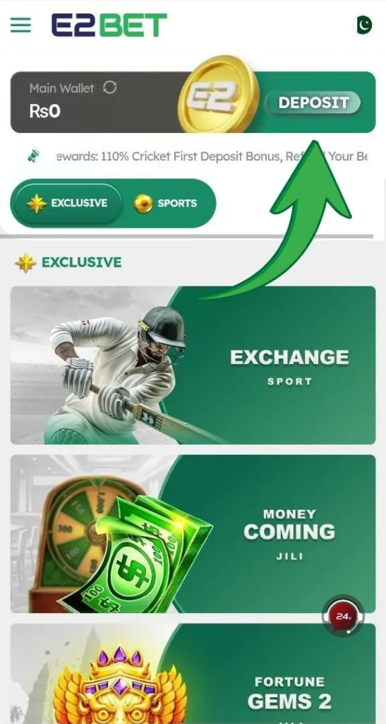 Tap the Deposit Button