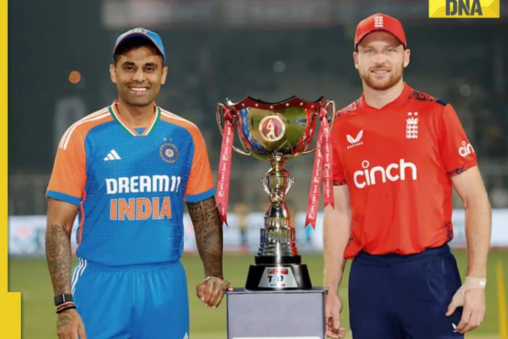 Scorecard for the India National Cricket Team vs. England Cricket Team match.